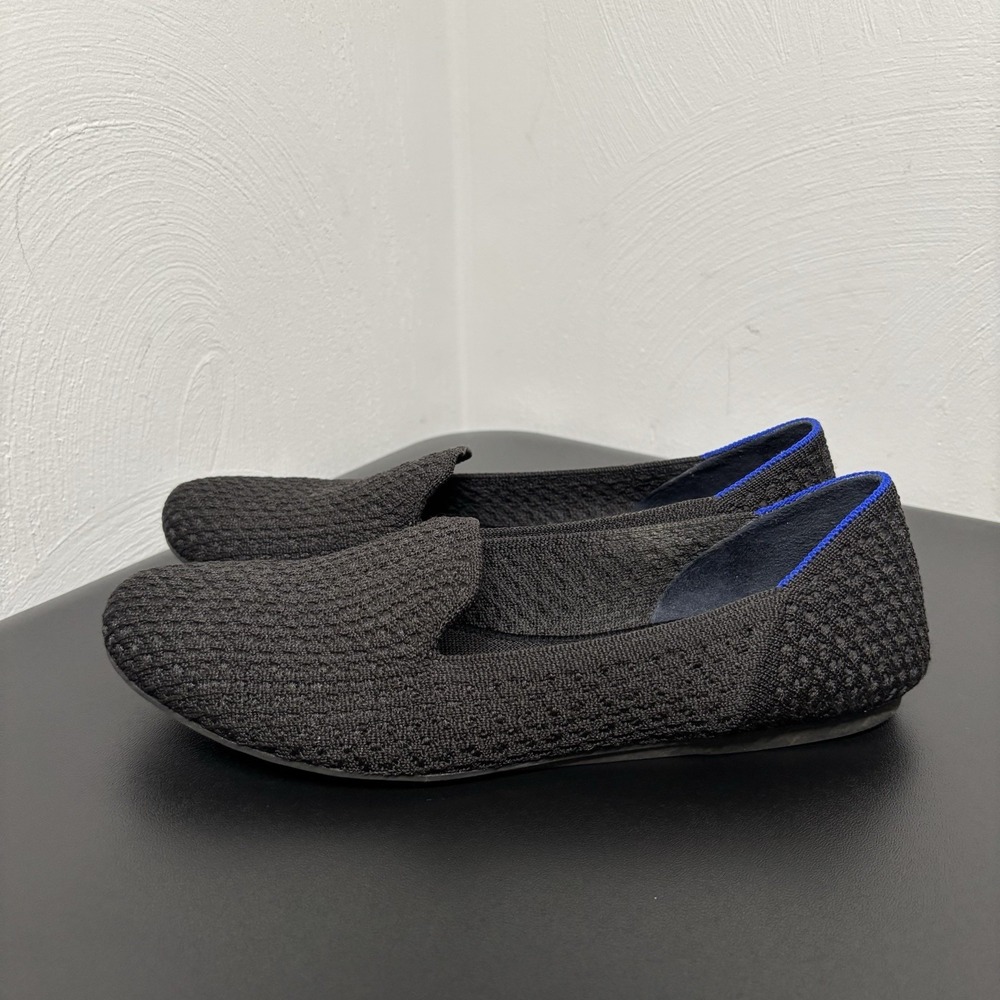 Rothys Women's The Loafer Size 9 Black Honeycomb Knit Shoe Round Toe Casual Flat